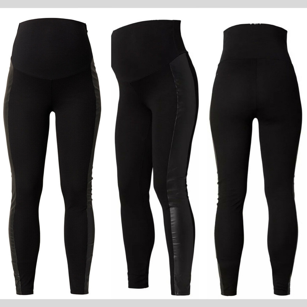 NEW Noppies‎ Lone Faux Leather Pannel Maternity Leggings Black [SZ XS/S ]
